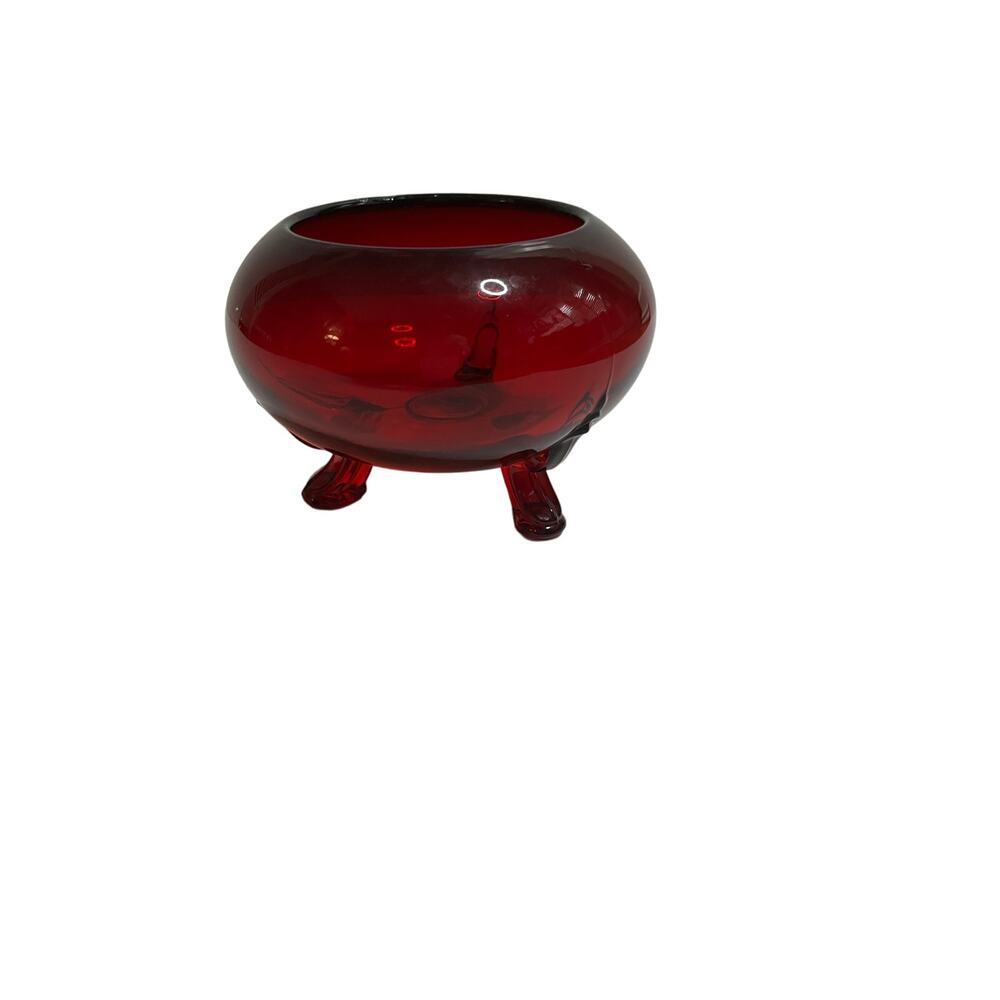 Vintage Ruby Red Viking 3 Footed‎ Flowerlite Vase